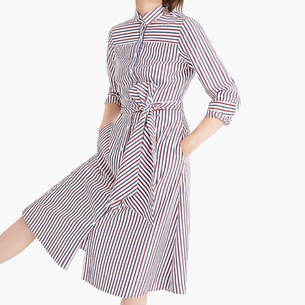 NWT J. Crew Red, White & Blue Shirt Dress